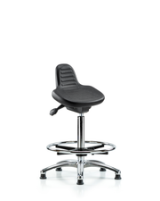 Polyurethane Sit-Stand Chrome - Standing Height with Chrome Foot Ring