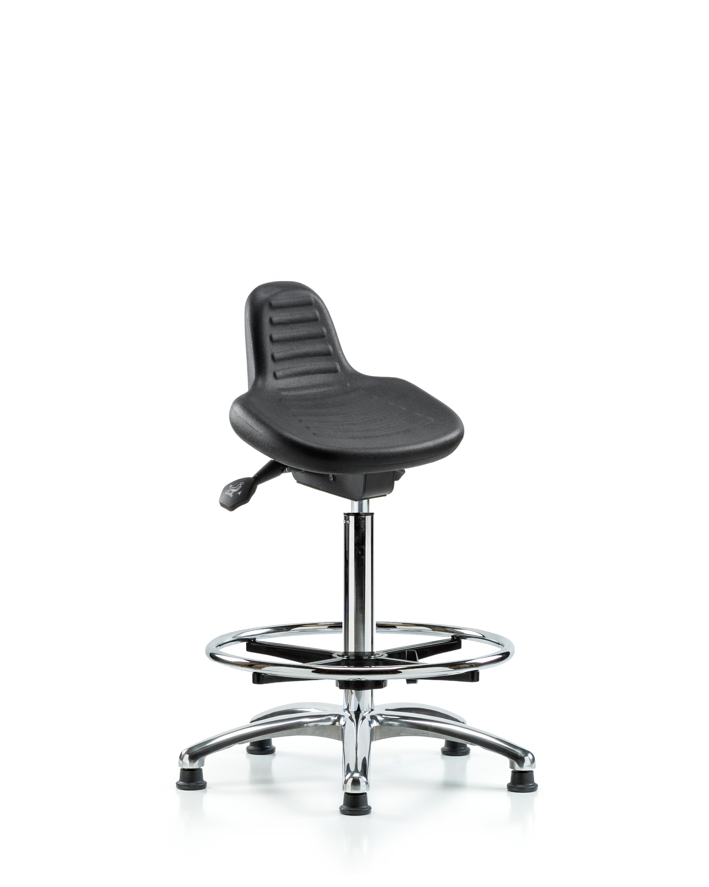 Polyurethane Sit-Stand Chrome - Standing Height with Chrome Foot Ring
