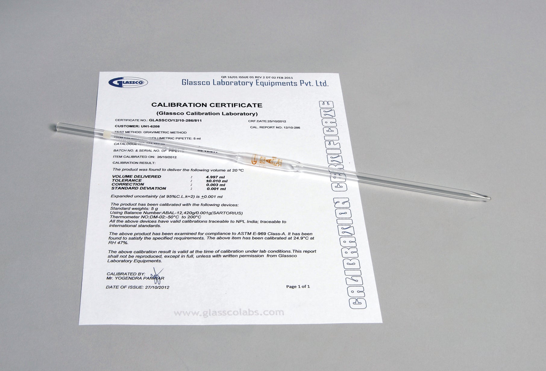 United Scientific® Pipettes, Volumetric, Class A, Individually Certified, 1 mL, comes with 5
