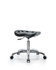 Polyurethane Tractor Stool Chrome - Desk Height with Chrome Casters in Black Polyurethane
