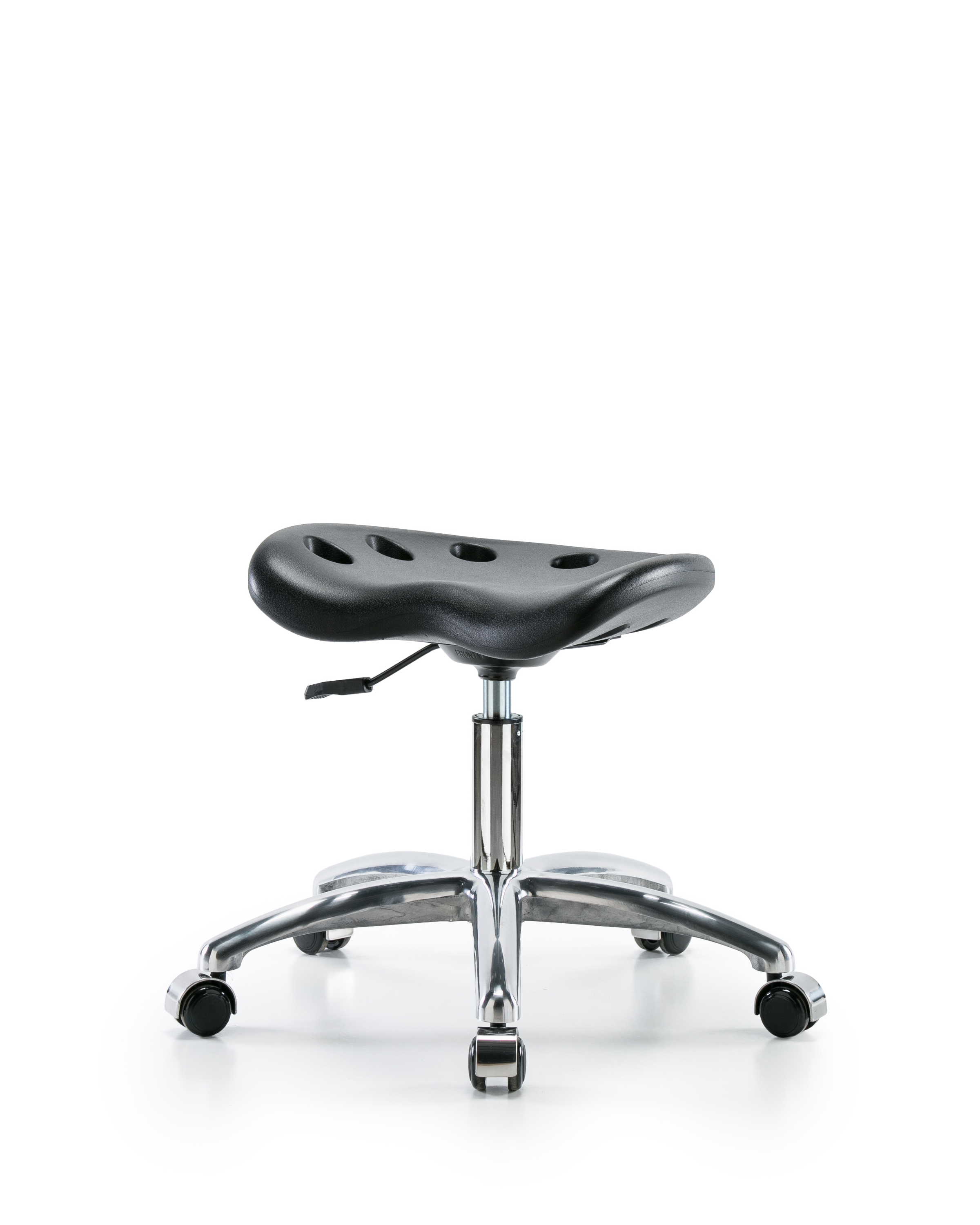Polyurethane Tractor Stool Chrome - Desk Height with Chrome Casters in Black Polyurethane