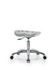 Polyurethane Tractor Stool Chrome - Desk Height with Chrome Casters in Gray Polyurethane