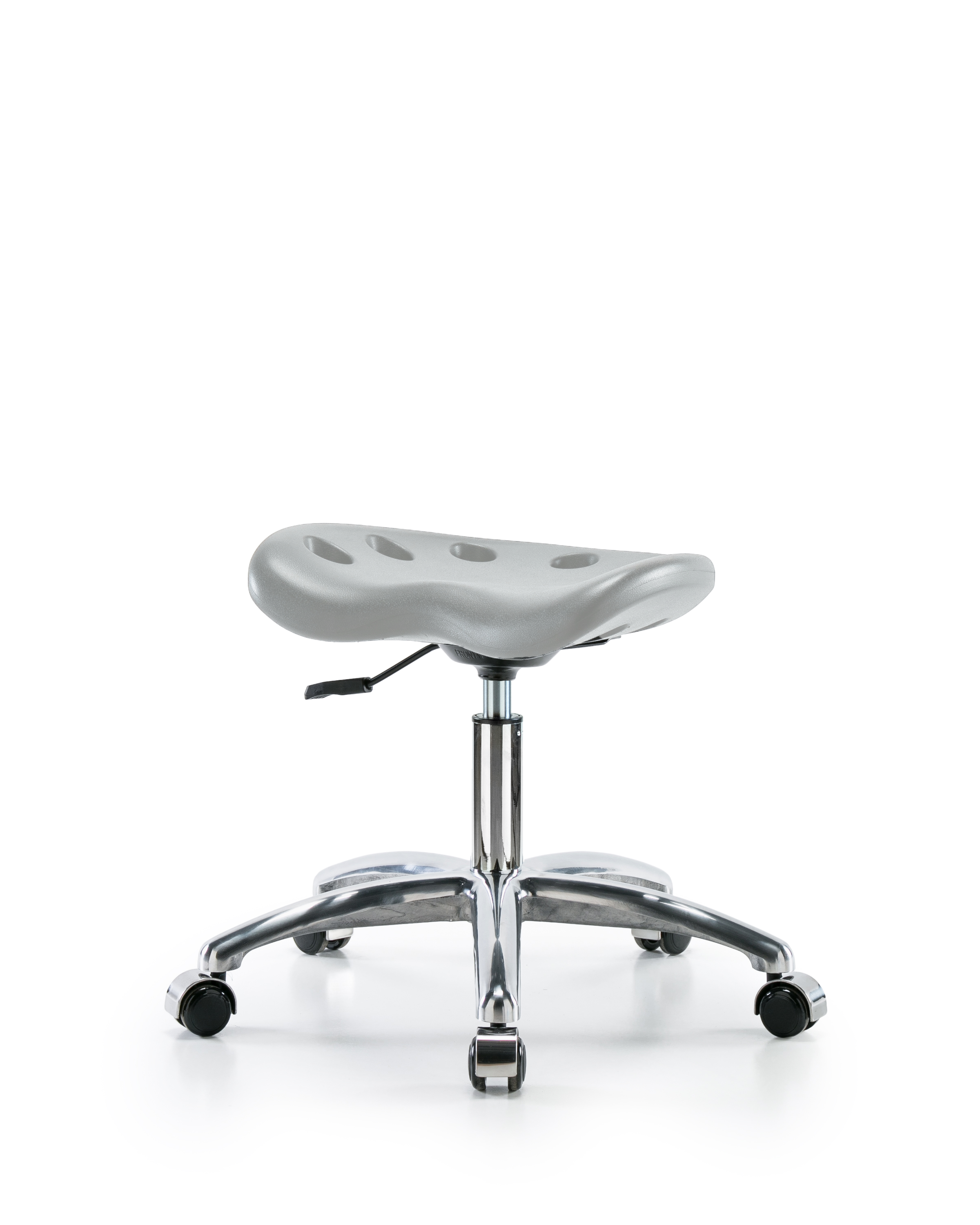 Polyurethane Tractor Stool Chrome - Desk Height with Chrome Casters in Gray Polyurethane