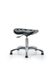 Polyurethane Tractor Stool Chrome - Desk Height with Stationary Glides in Black Polyurethane