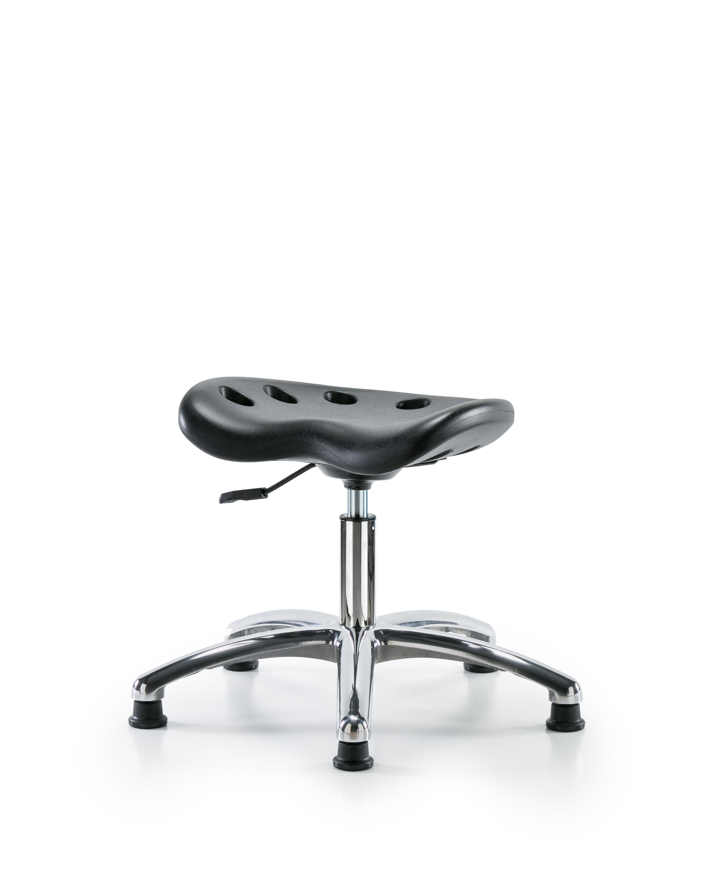 Polyurethane Tractor Stool Chrome - Desk Height with Stationary Glides in Black Polyurethane