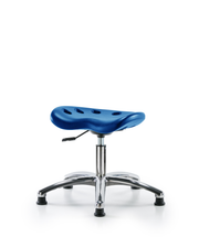 Polyurethane Tractor Stool Chrome - Desk Height with Stationary Glides in Blue Polyurethane