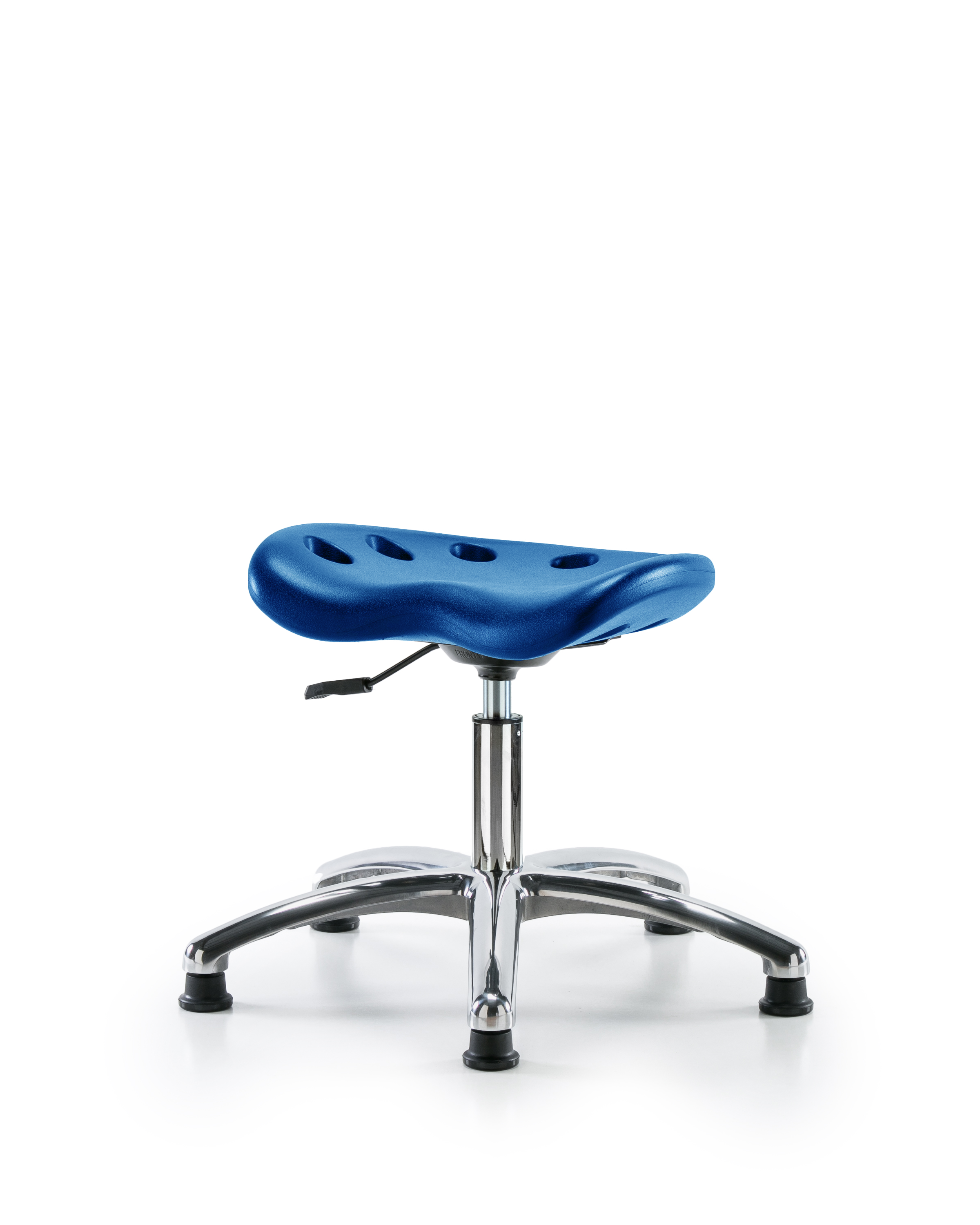 Polyurethane Tractor Stool Chrome - Desk Height with Stationary Glides in Blue Polyurethane