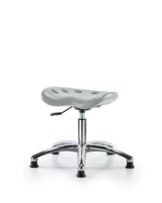 Polyurethane Tractor Stool Chrome - Desk Height with Stationary Glides in Gray Polyurethane
