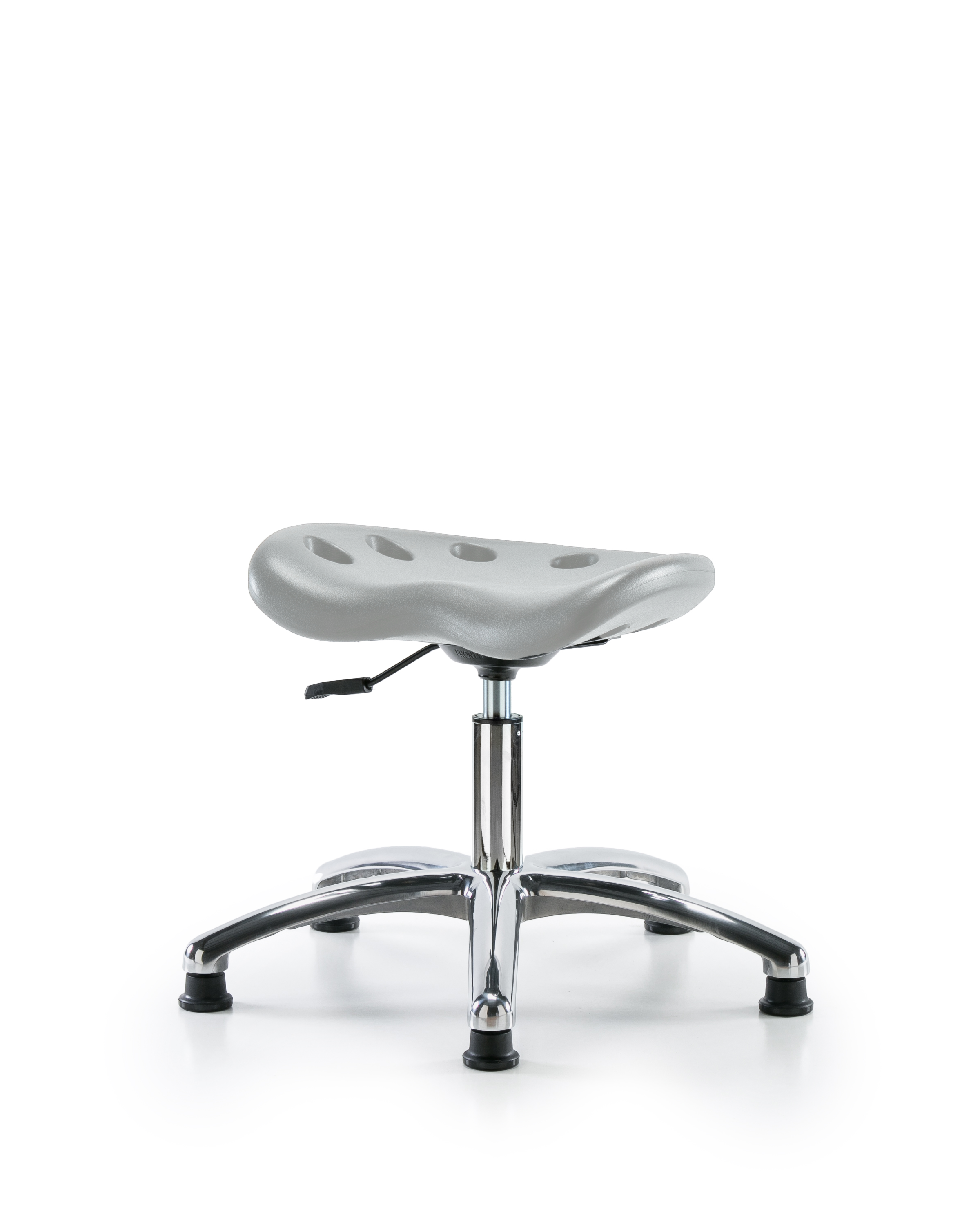 Polyurethane Tractor Stool Chrome - Desk Height with Stationary Glides in Gray Polyurethane