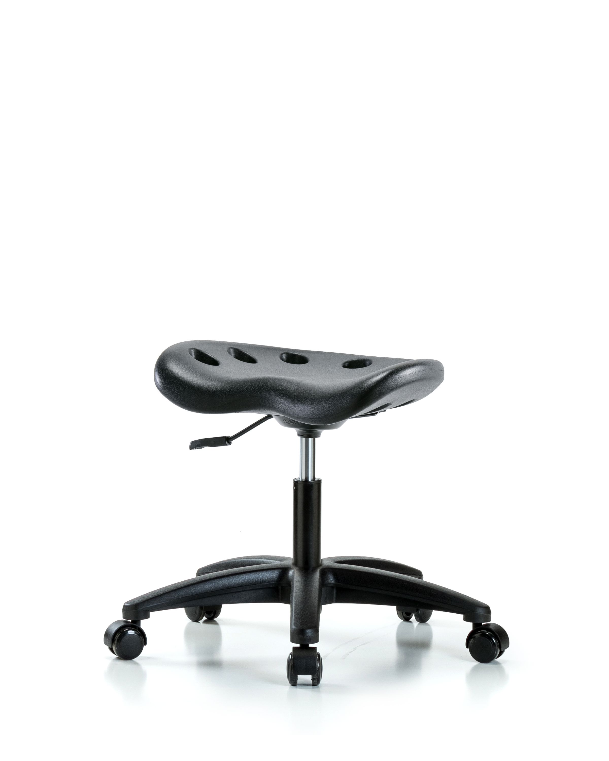 Polyurethane Tractor Stool - Desk Height with Casters in Black Polyurethane
