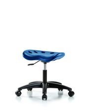 Polyurethane Tractor Stool - Desk Height with Casters in Blue Polyurethane