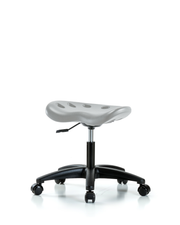 Polyurethane Tractor Stool - Desk Height with Casters in Gray Polyurethane