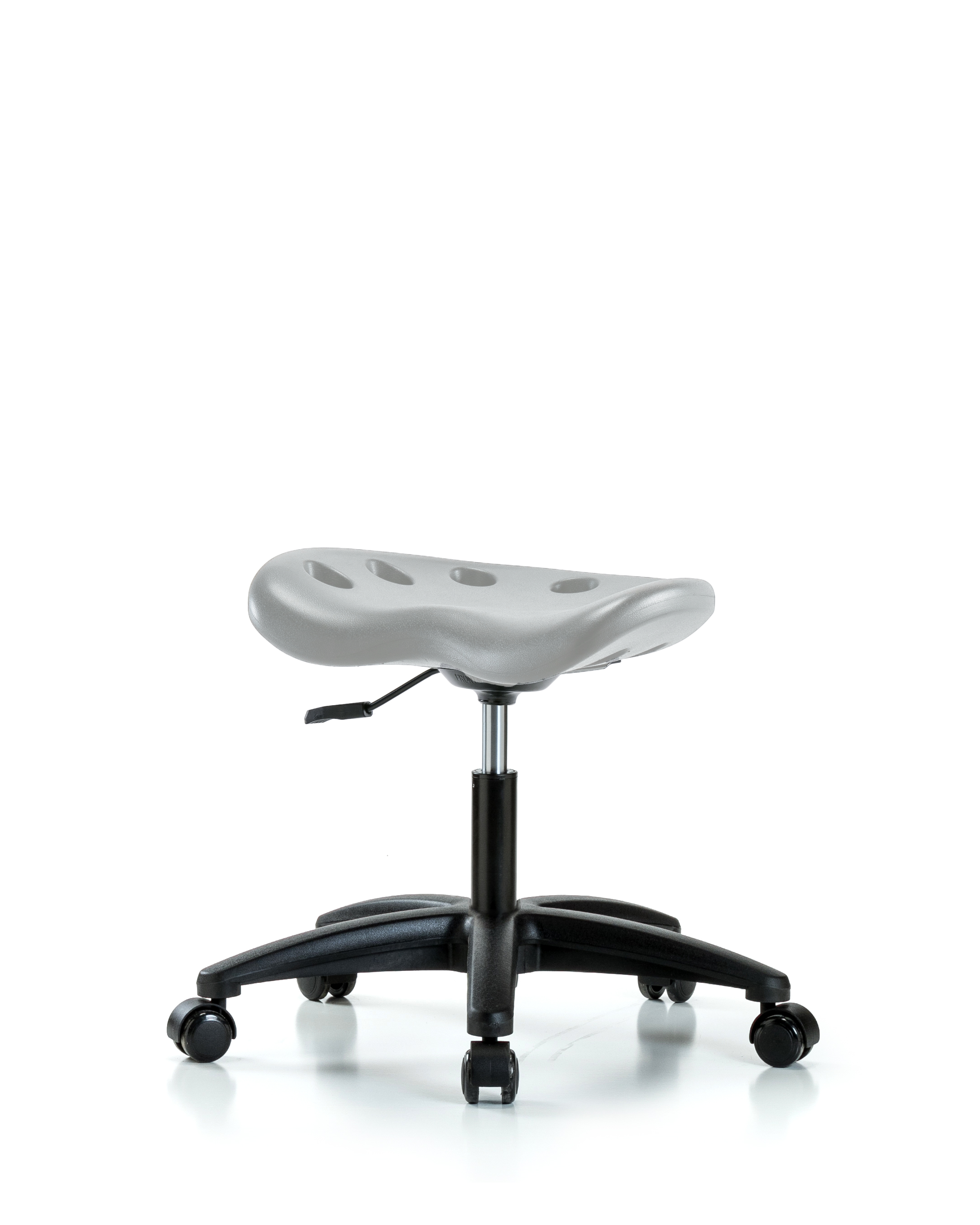 Polyurethane Tractor Stool - Desk Height with Casters in Gray Polyurethane