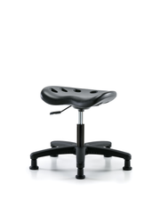 Polyurethane Tractor Stool - Desk Height with Stationary Glides in Black Polyurethane