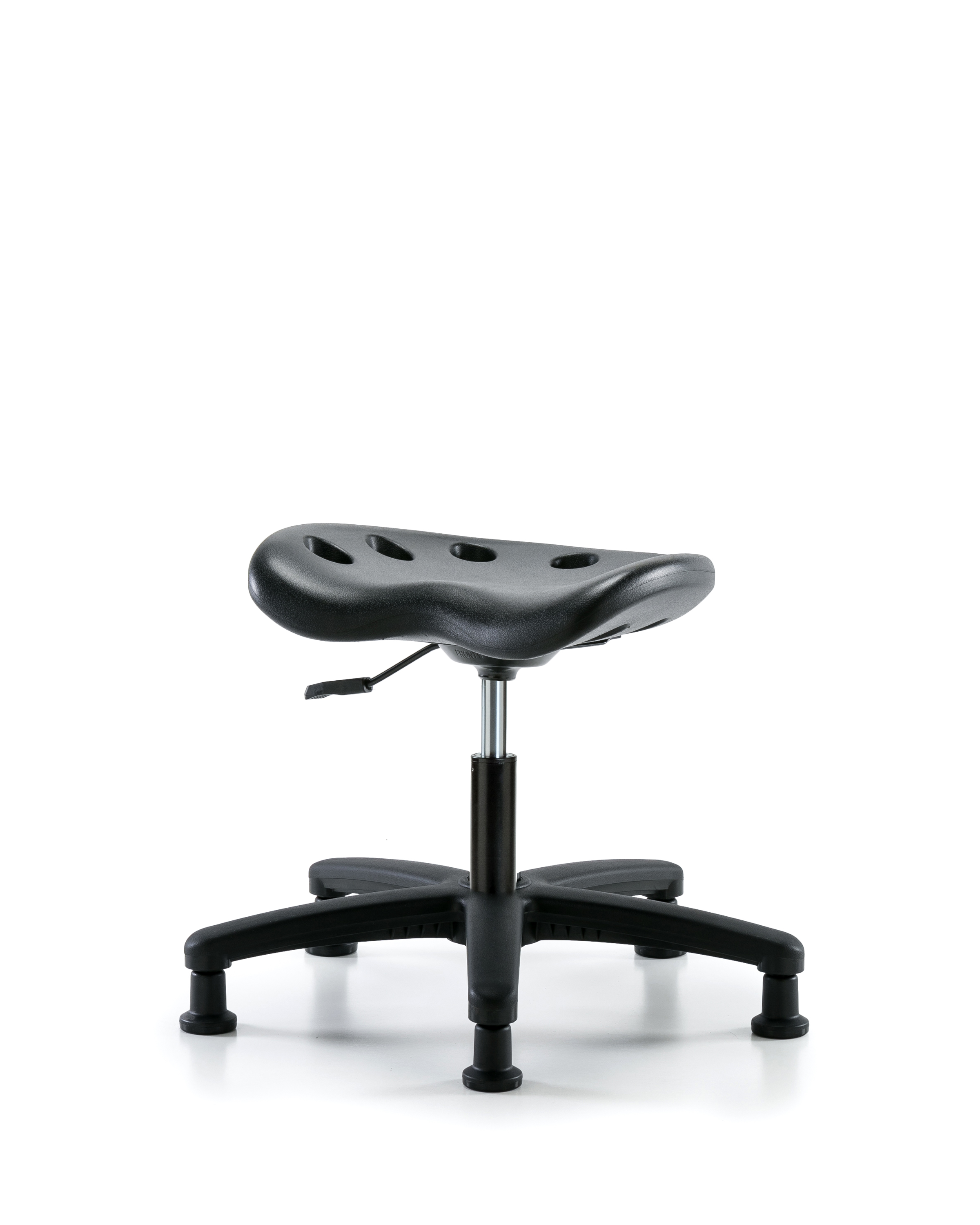 Polyurethane Tractor Stool - Desk Height with Stationary Glides in Black Polyurethane