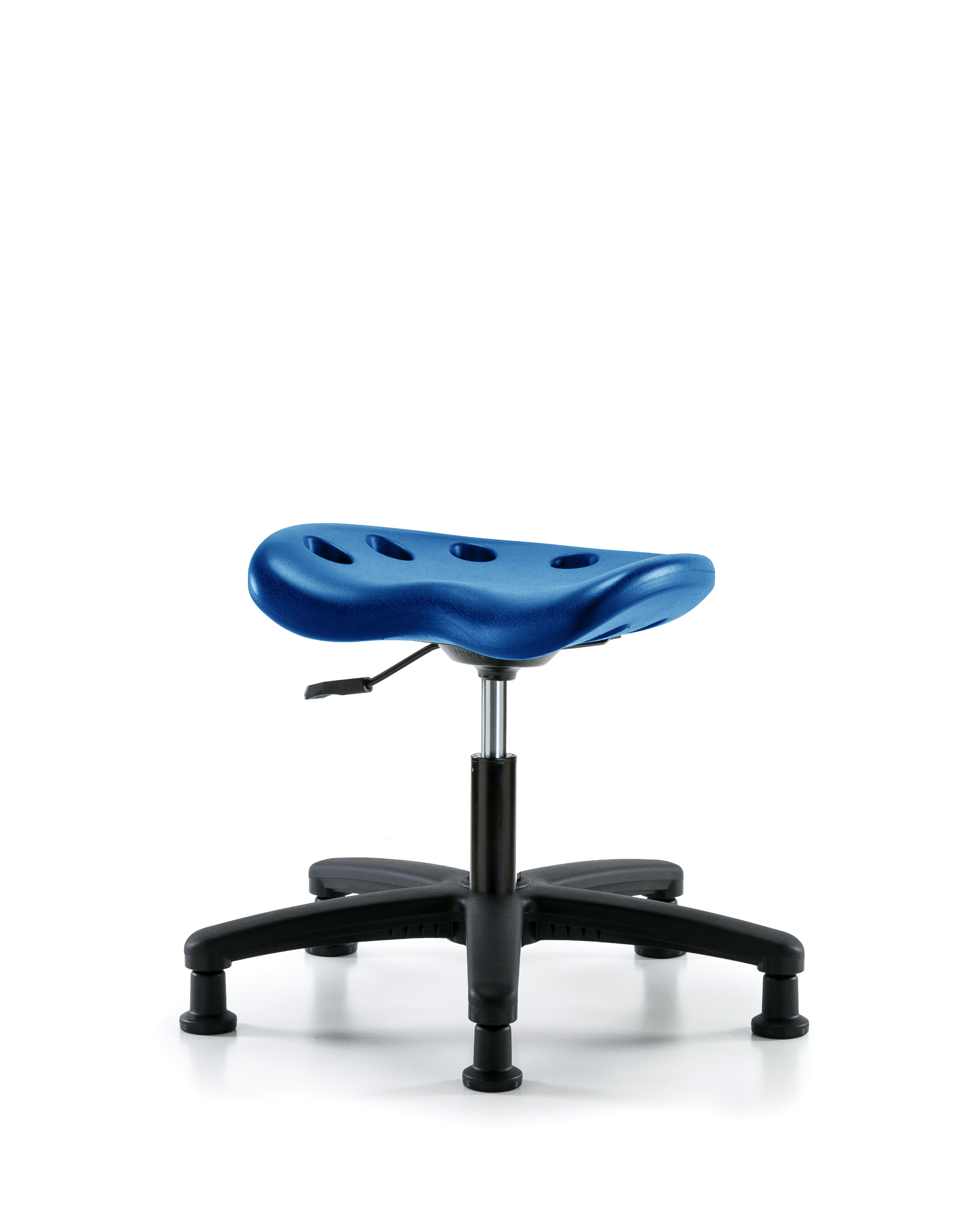 Polyurethane Tractor Stool - Desk Height with Stationary Glides in Blue Polyurethane
