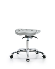 Polyurethane Tractor Sit-Stand Stool Chrome - Desk Height with Chrome Casters in Gray Polyurethane