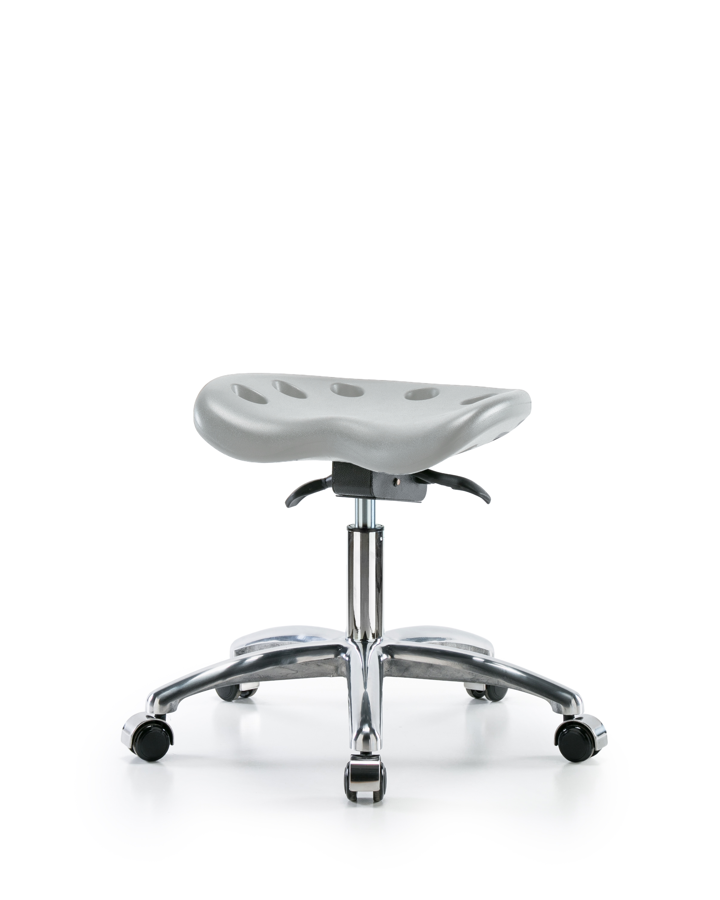 Polyurethane Tractor Sit-Stand Stool Chrome - Desk Height with Chrome Casters in Gray Polyurethane