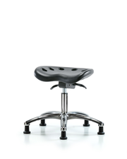 Polyurethane Tractor Sit-Stand Stool Chrome - Desk Height with Stationary Glides in Black Polyurethane