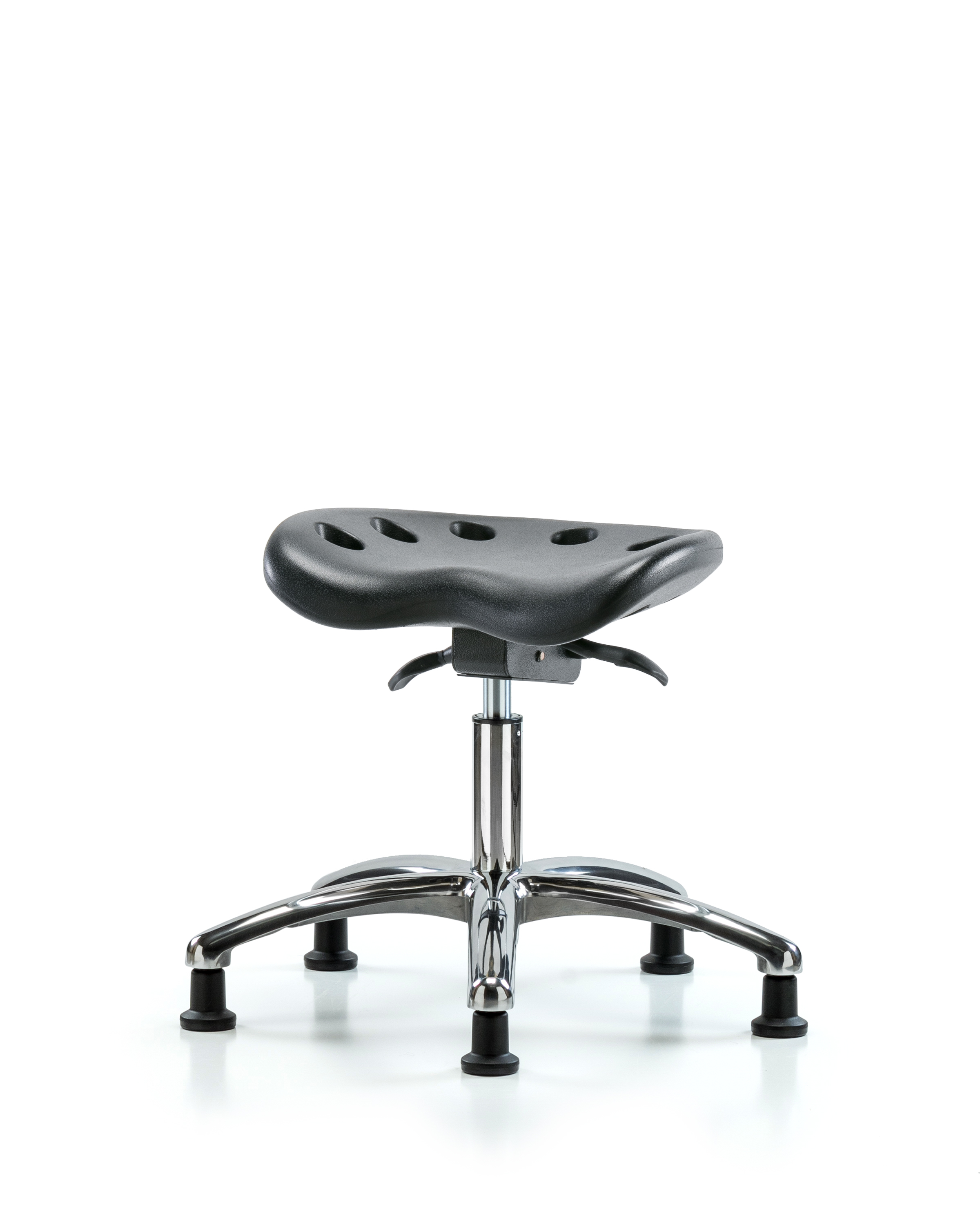 Polyurethane Tractor Sit-Stand Stool Chrome - Desk Height with Stationary Glides in Black Polyurethane
