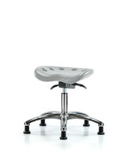 Polyurethane Tractor Sit-Stand Stool Chrome - Desk Height with Stationary Glides in Gray Polyurethane