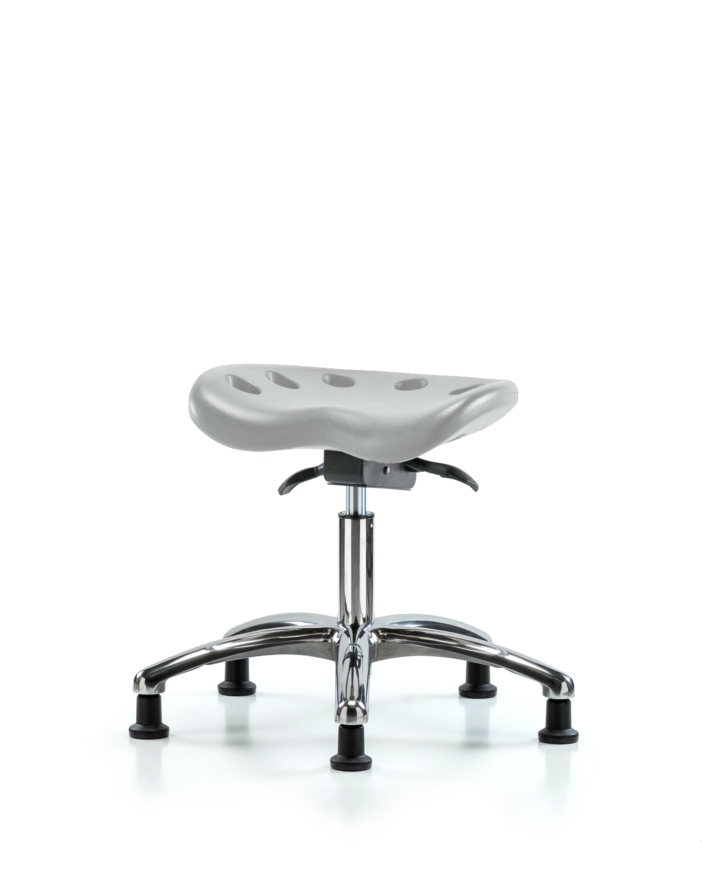Polyurethane Tractor Sit-Stand Stool Chrome - Desk Height with Stationary Glides in Gray Polyurethane