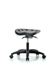 Polyurethane Tractor Sit-Stand Stool - Desk Height with Casters in Black Polyurethane