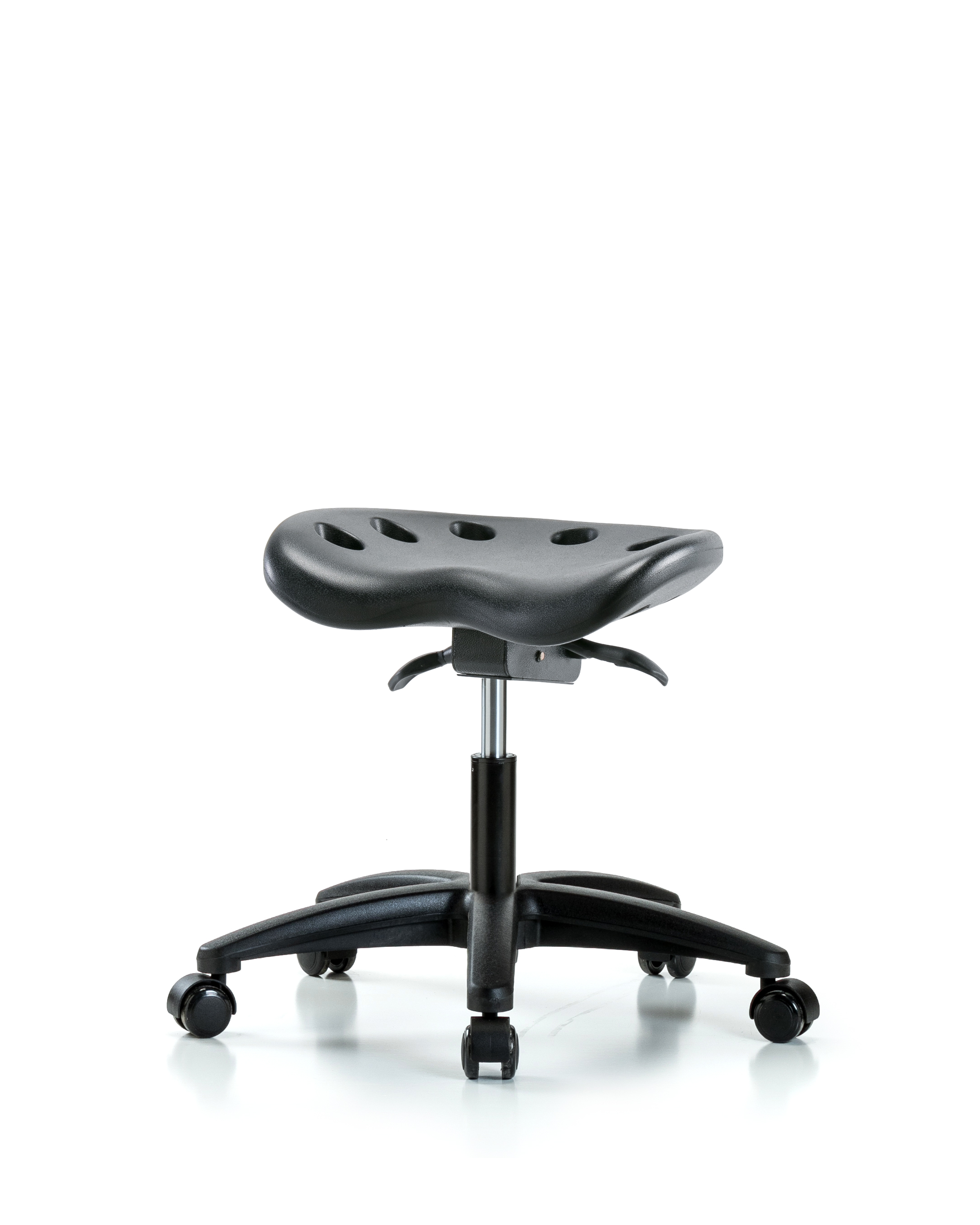 Polyurethane Tractor Sit-Stand Stool - Desk Height with Casters in Black Polyurethane