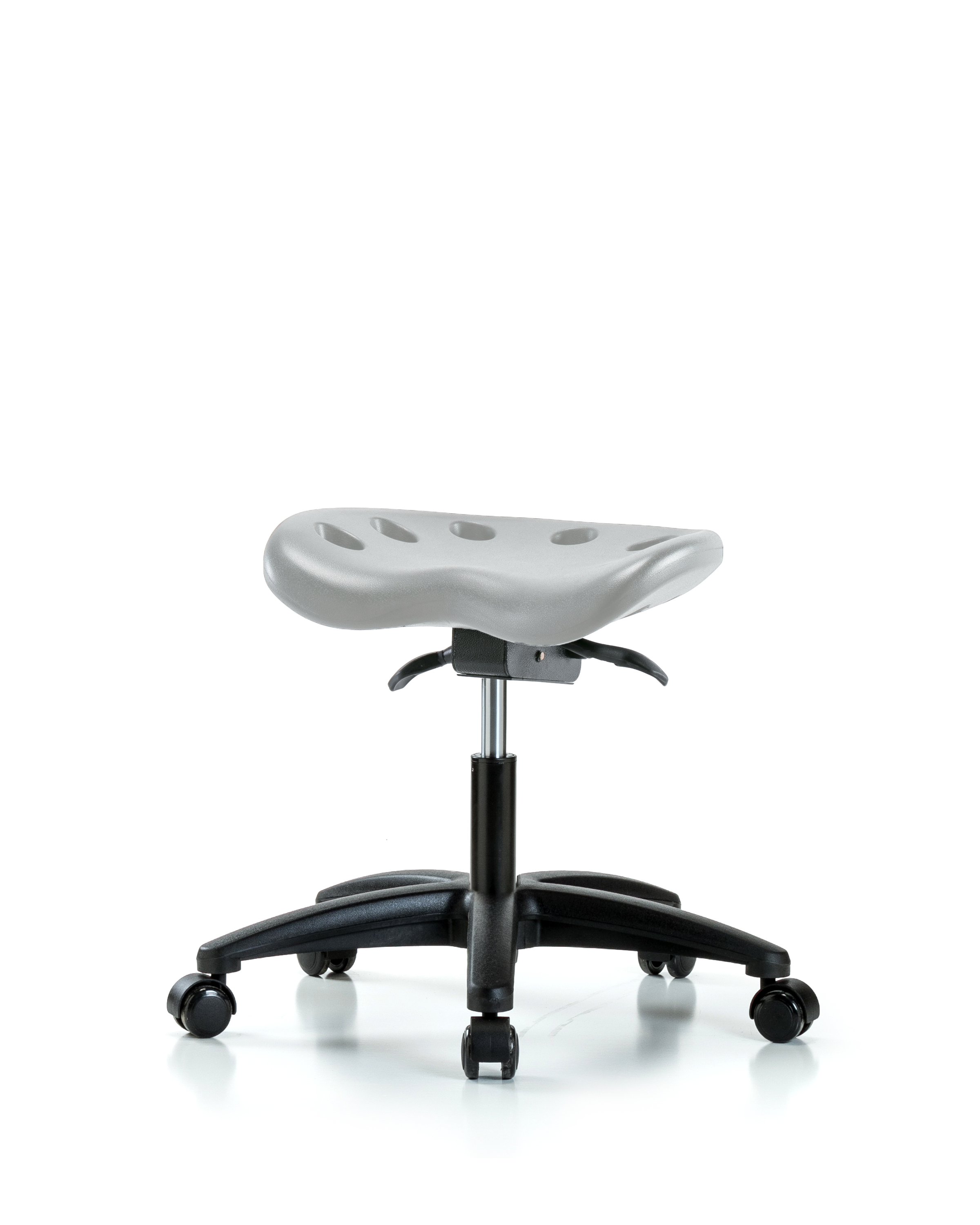 Polyurethane Tractor Sit-Stand Stool - Desk Height with Casters in Gray Polyurethane