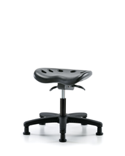 Polyurethane Tractor Sit-Stand Stool - Desk Height with Stationary Glides in Black Polyurethane