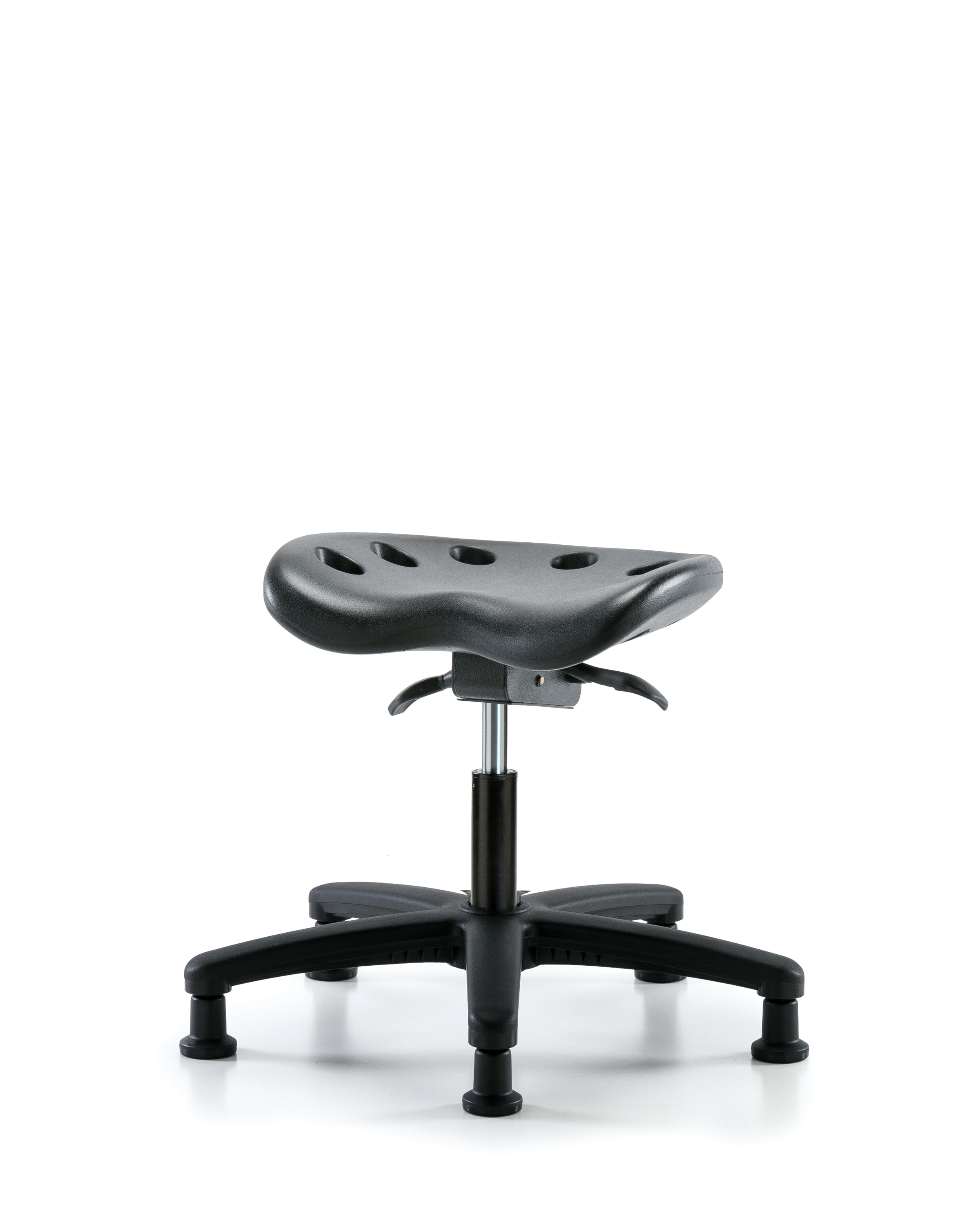 Polyurethane Tractor Sit-Stand Stool - Desk Height with Stationary Glides in Black Polyurethane
