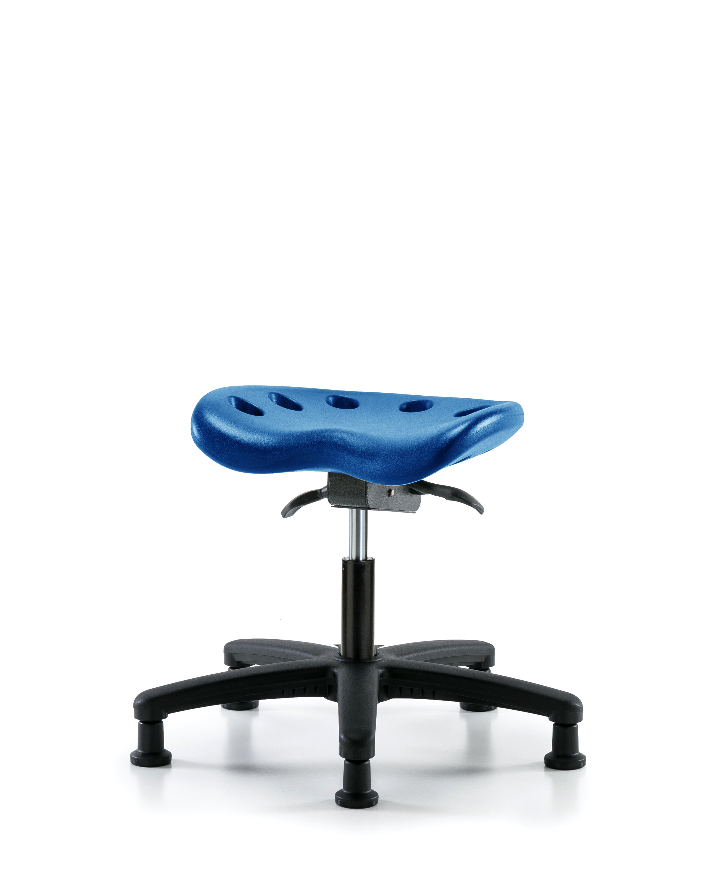 Polyurethane Tractor Sit-Stand Stool - Desk Height with Stationary Glides in Blue Polyurethane