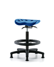 Polyurethane Tractor Sit-Stand with Black Foot Ring in Blue Polyurethane