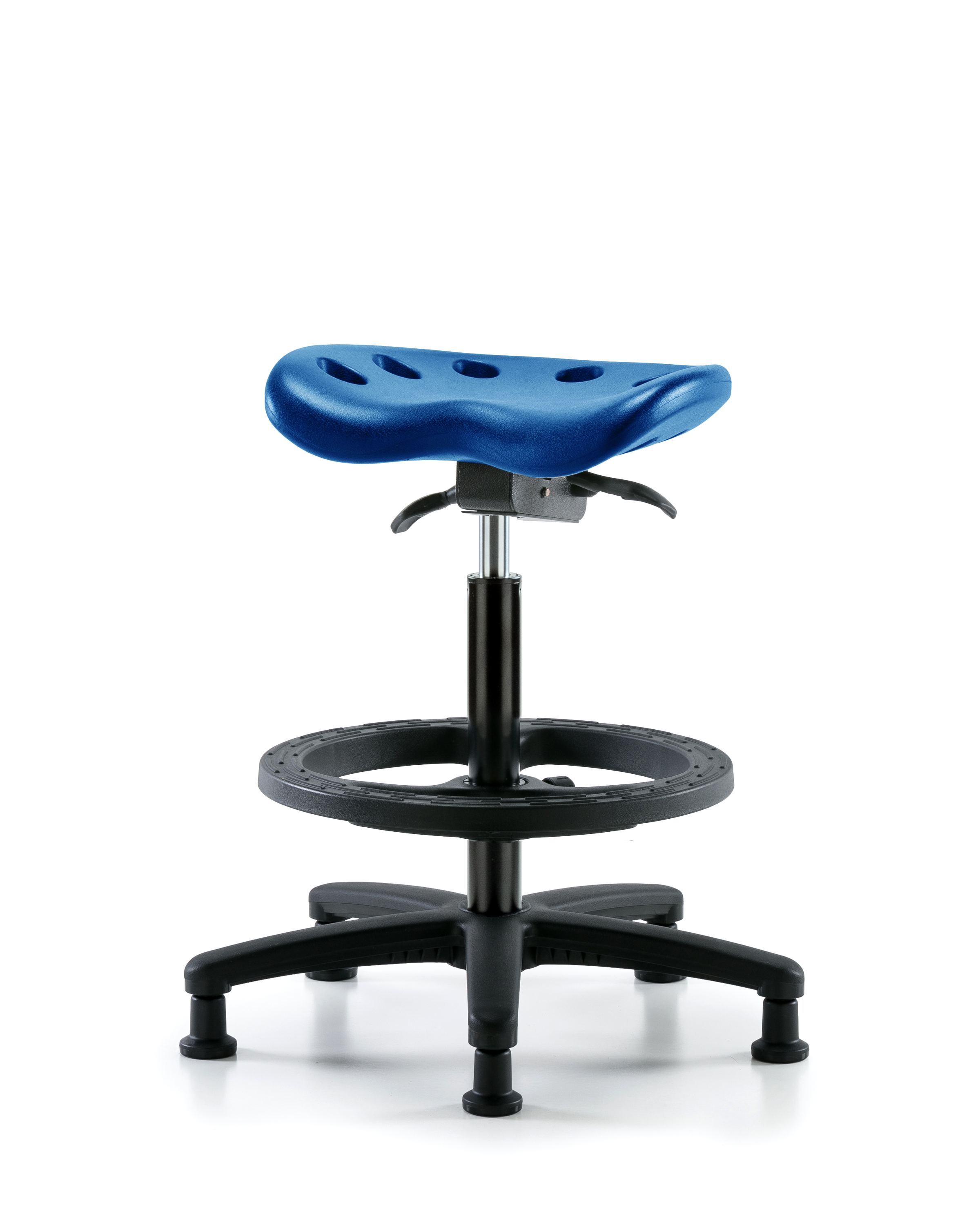 Polyurethane Tractor Sit-Stand with Black Foot Ring in Blue Polyurethane