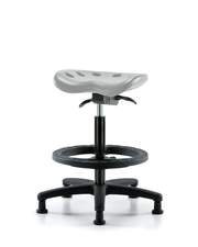 Polyurethane Tractor Sit-Stand with Black Foot Ring in Gray Polyurethane