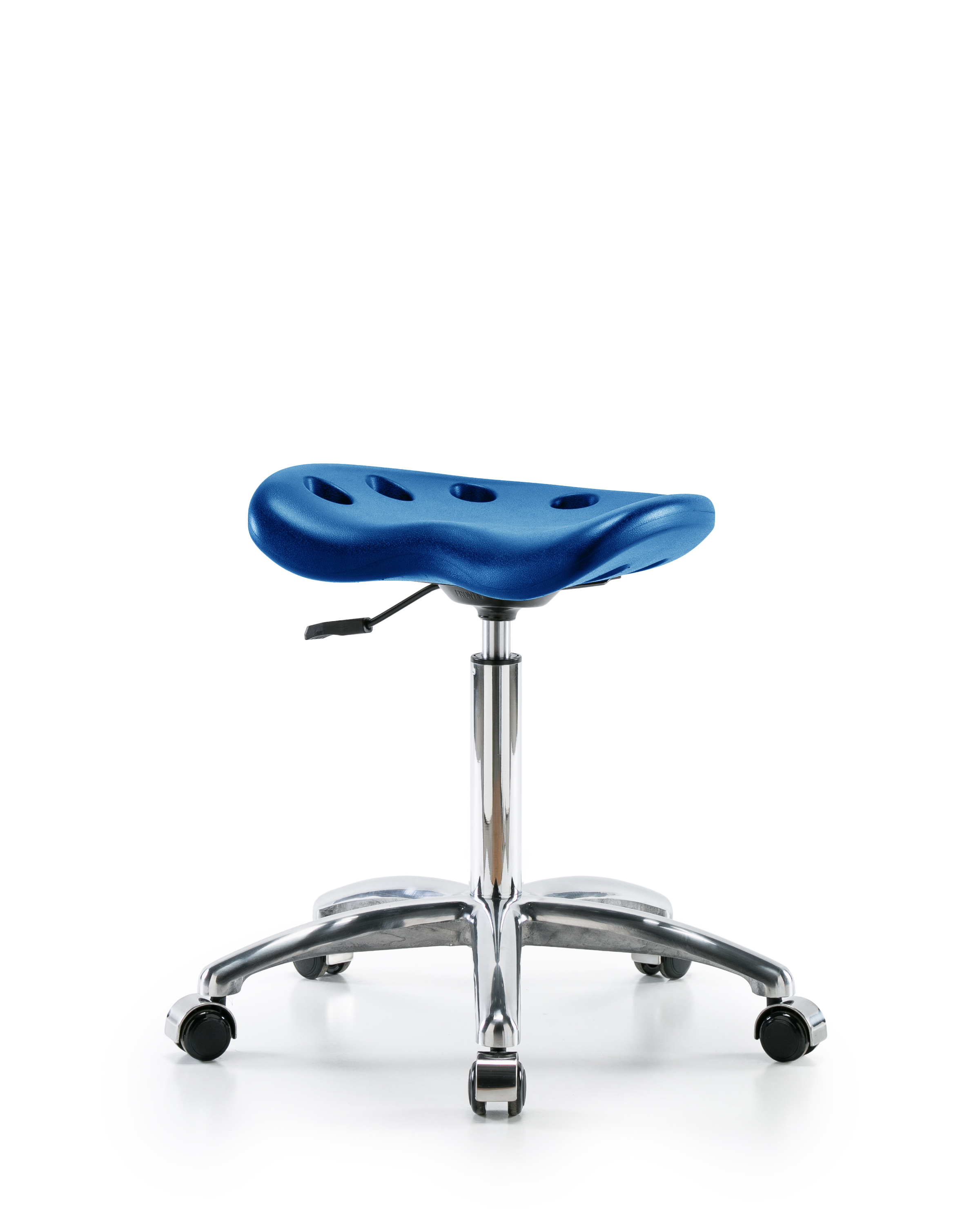 Polyurethane Tractor Stool Chrome - Medium Bench Height with Chrome Casters in Blue Polyurethane