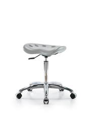 Polyurethane Tractor Stool Chrome - Medium Bench Height with Chrome Casters in Gray Polyurethane