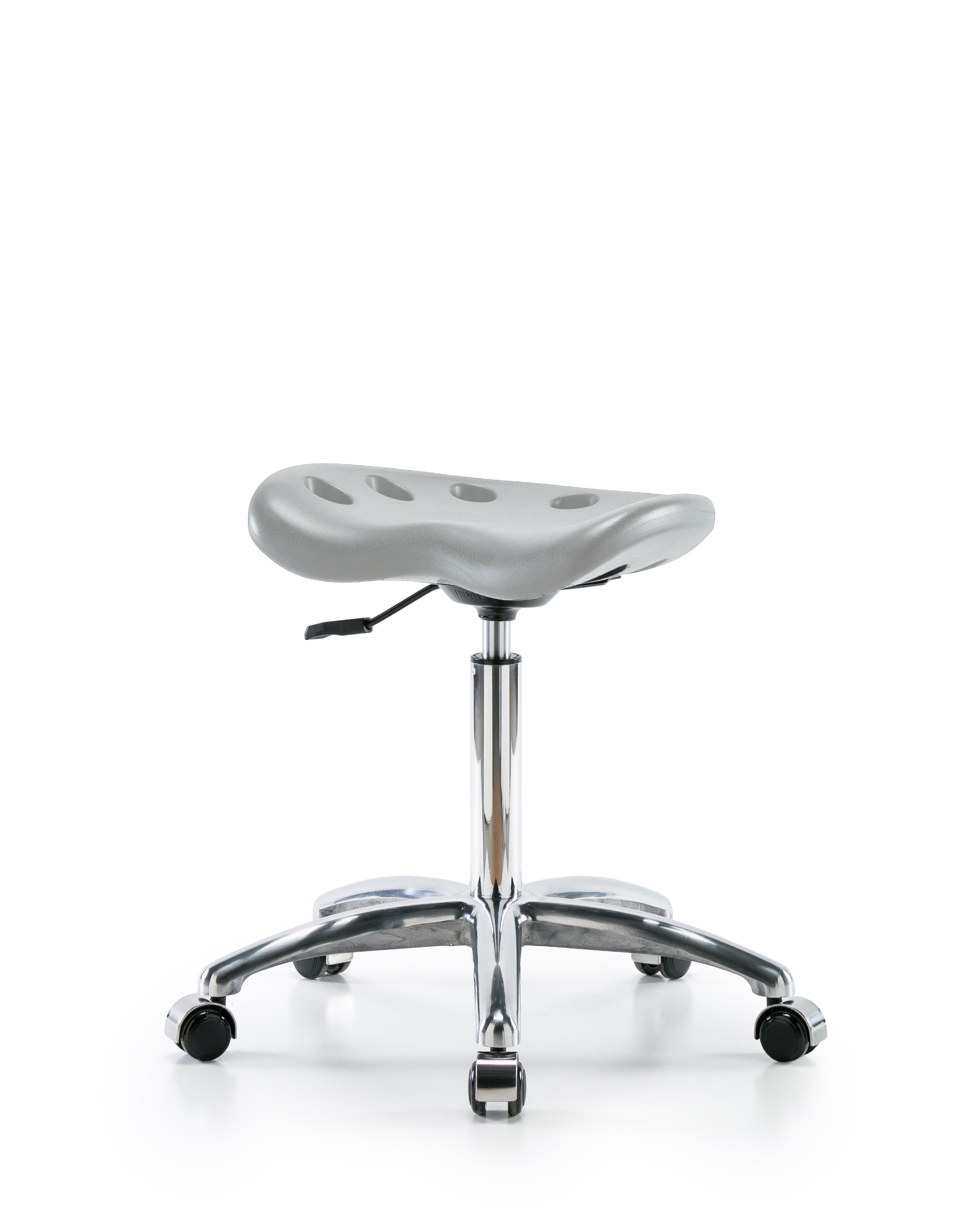 Polyurethane Tractor Stool Chrome - Medium Bench Height with Chrome Casters in Gray Polyurethane