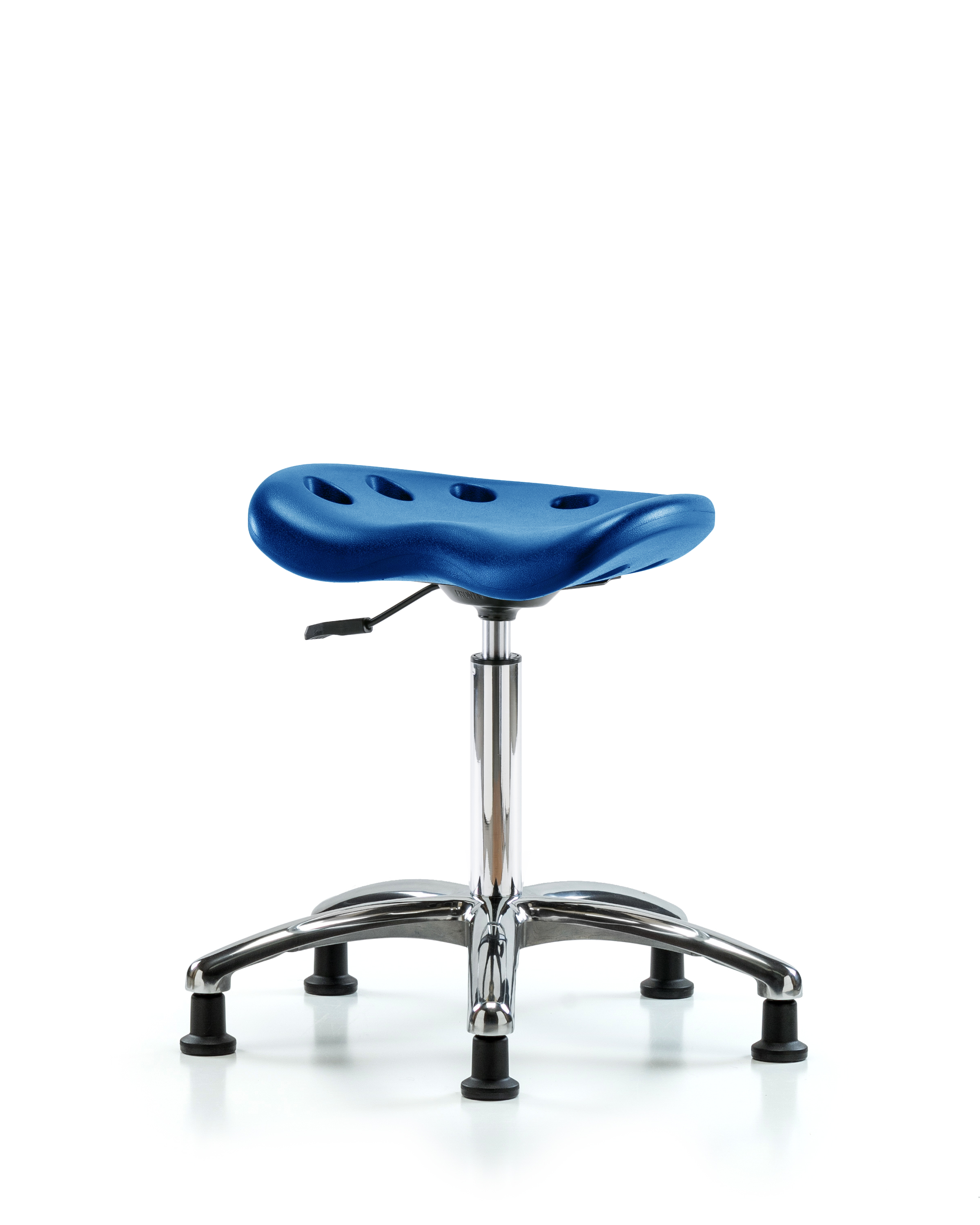 Polyurethane Tractor Stool Chrome - Medium Bench Height with Stationary Glides in Blue Polyurethane