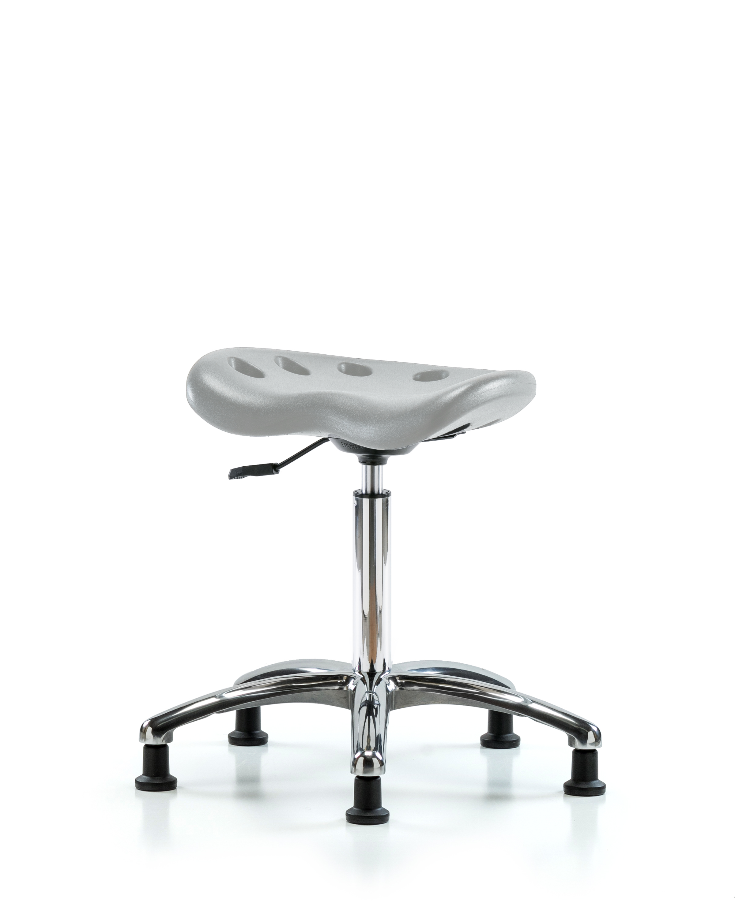 Polyurethane Tractor Stool Chrome - Medium Bench Height with Stationary Glides in Gray Polyurethane