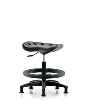 Polyurethane Tractor Stool - Medium Bench Height with Black Foot Ring & Stationary Glides in Black Polyurethane