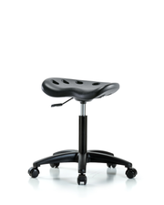 Polyurethane Tractor Stool - Medium Bench Height with Casters in Black Polyurethane