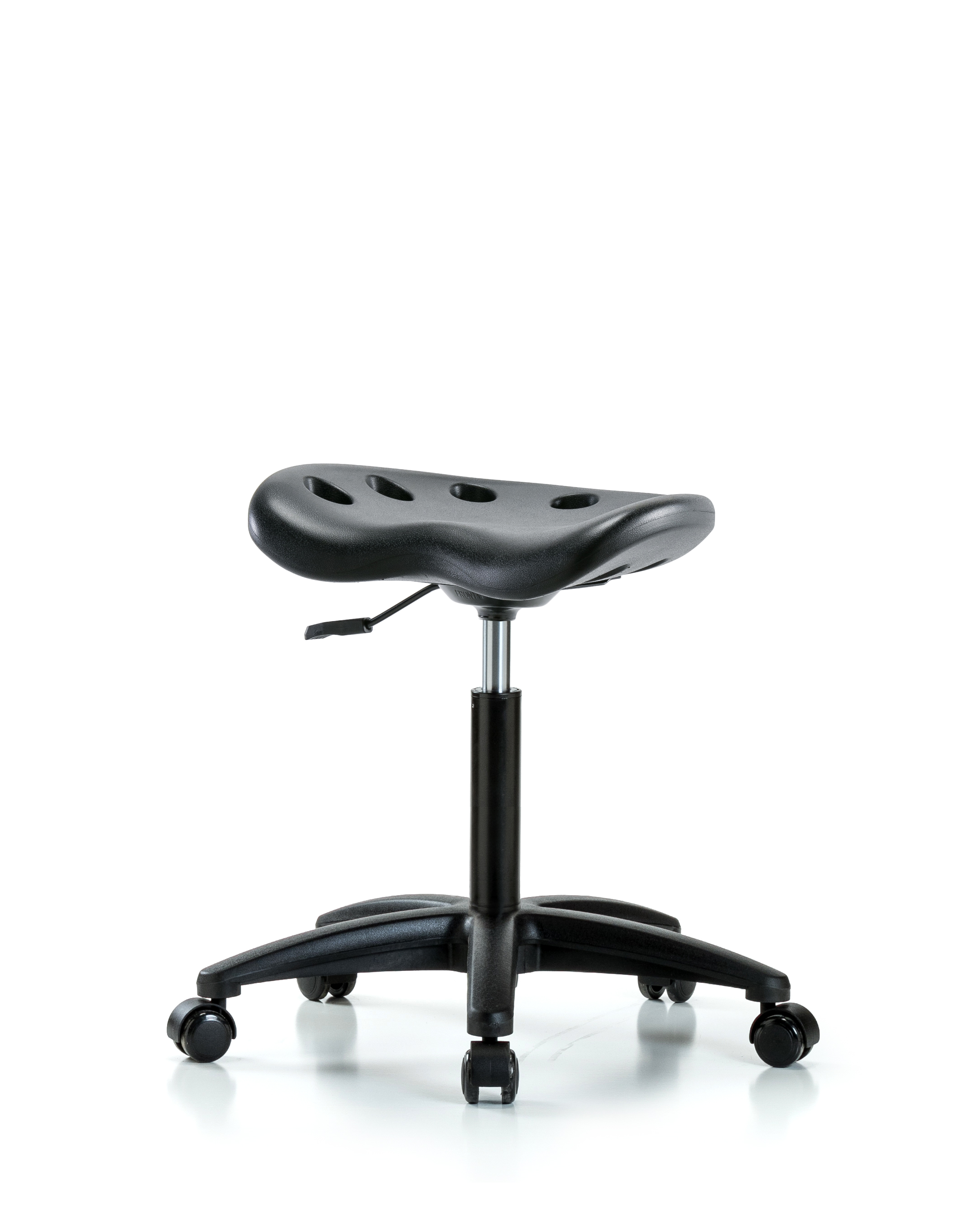 Polyurethane Tractor Stool - Medium Bench Height with Casters in Black Polyurethane
