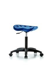 Polyurethane Tractor Stool - Medium Bench Height with Casters in Blue Polyurethane