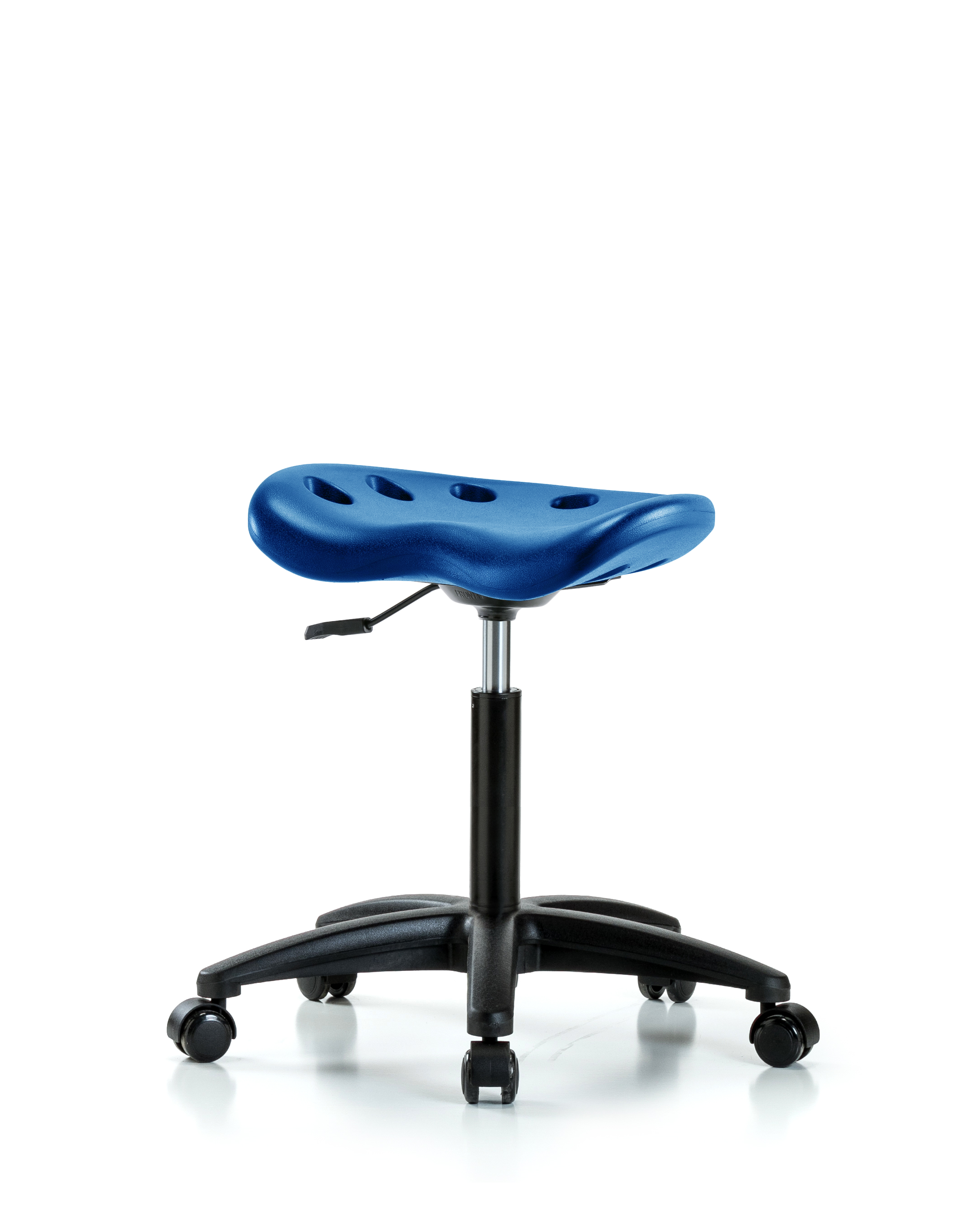 Polyurethane Tractor Stool - Medium Bench Height with Casters in Blue Polyurethane