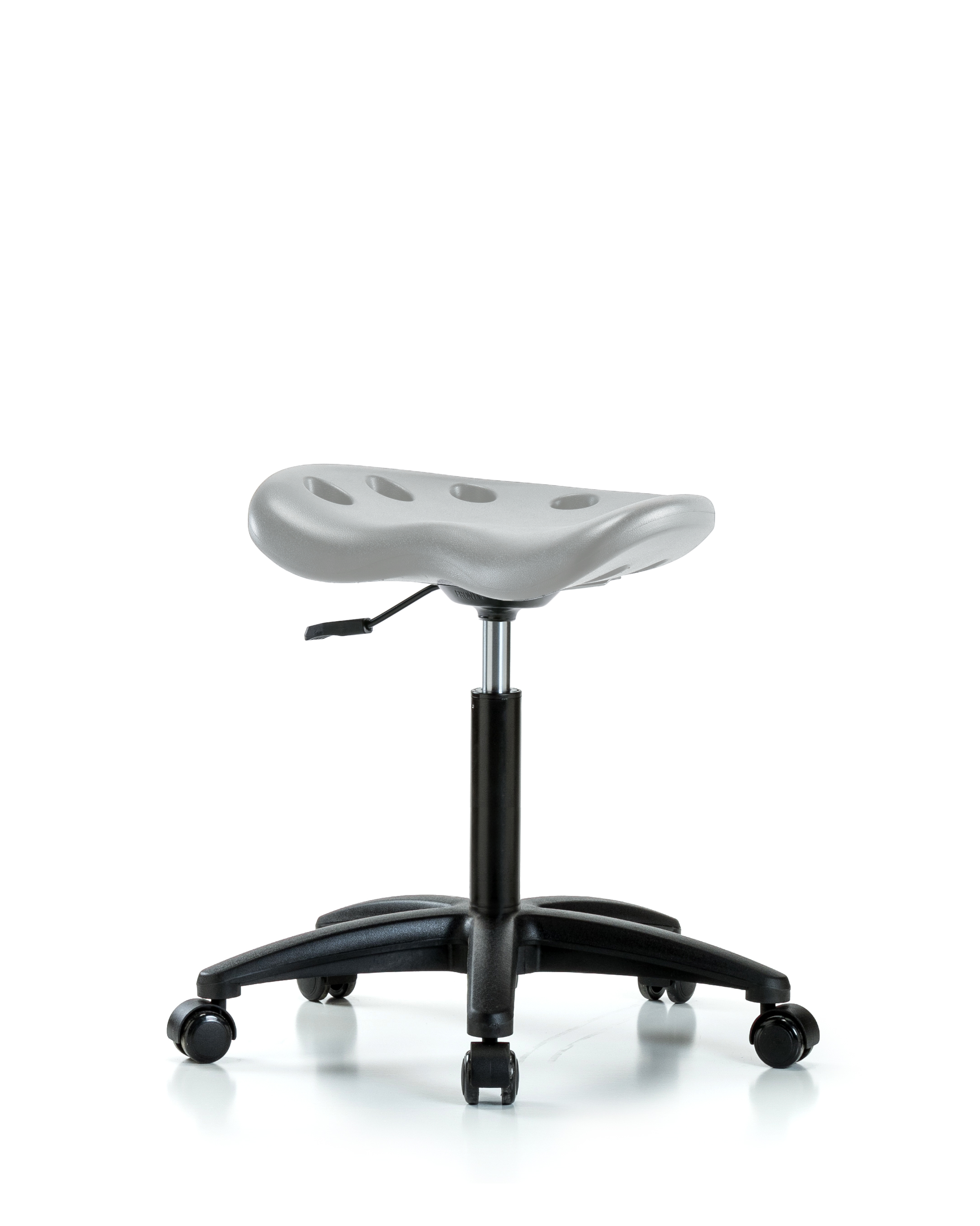 Polyurethane Tractor Stool - Medium Bench Height with Casters in Gray Polyurethane