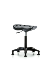 Polyurethane Tractor Stool - Medium Bench Height with Stationary Glides in Black Polyurethane