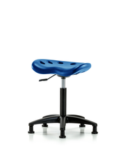 Polyurethane Tractor Stool - Medium Bench Height with Stationary Glides in Blue Polyurethane