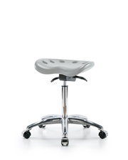 Polyurethane Tractor Sit-Stand Stool Chrome - Medium Bench Height with Chrome Casters in Gray Polyurethane