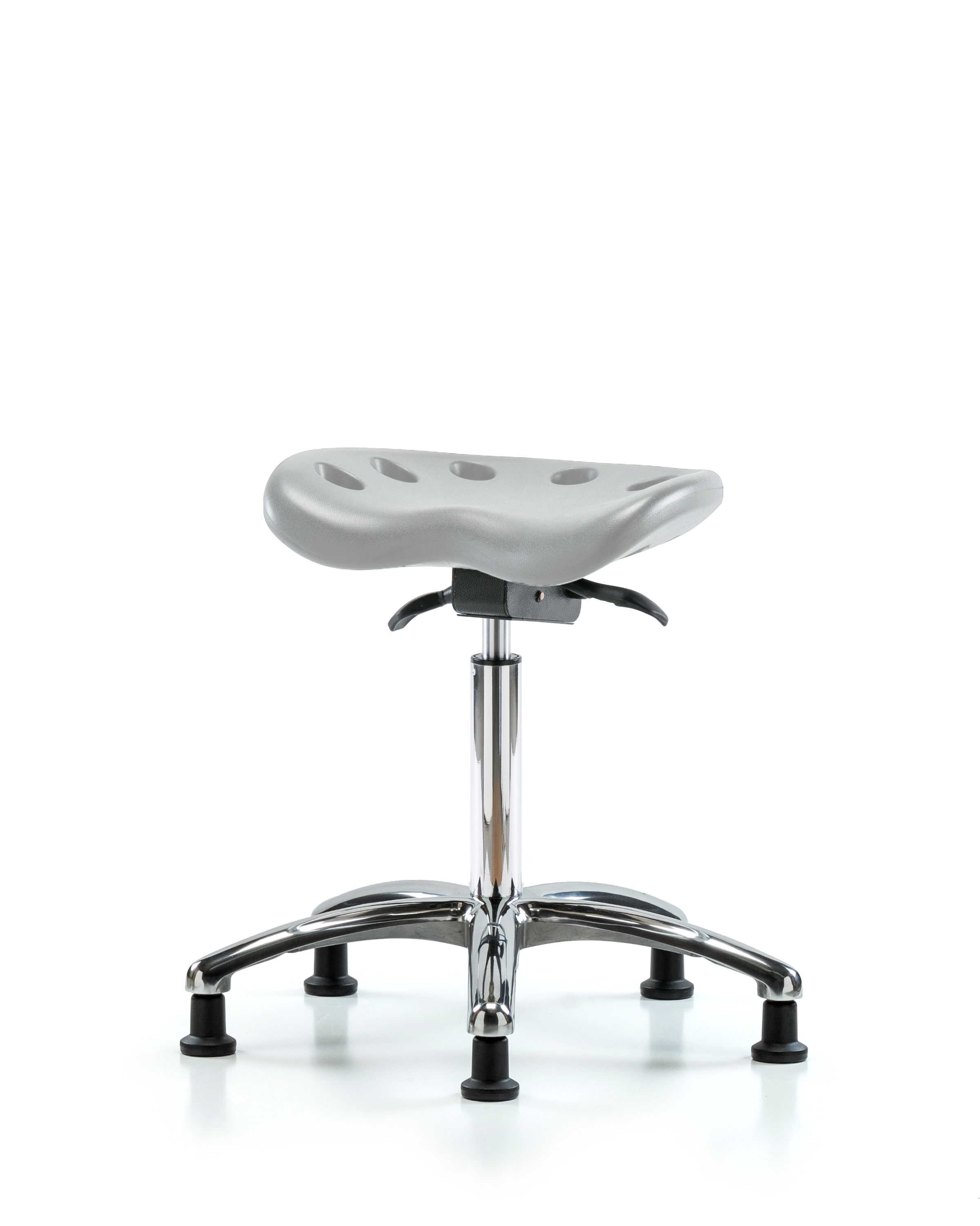 Polyurethane Tractor Sit-Stand Stool Chrome - Medium Bench Height with Stationary Glides in Gray Polyurethane